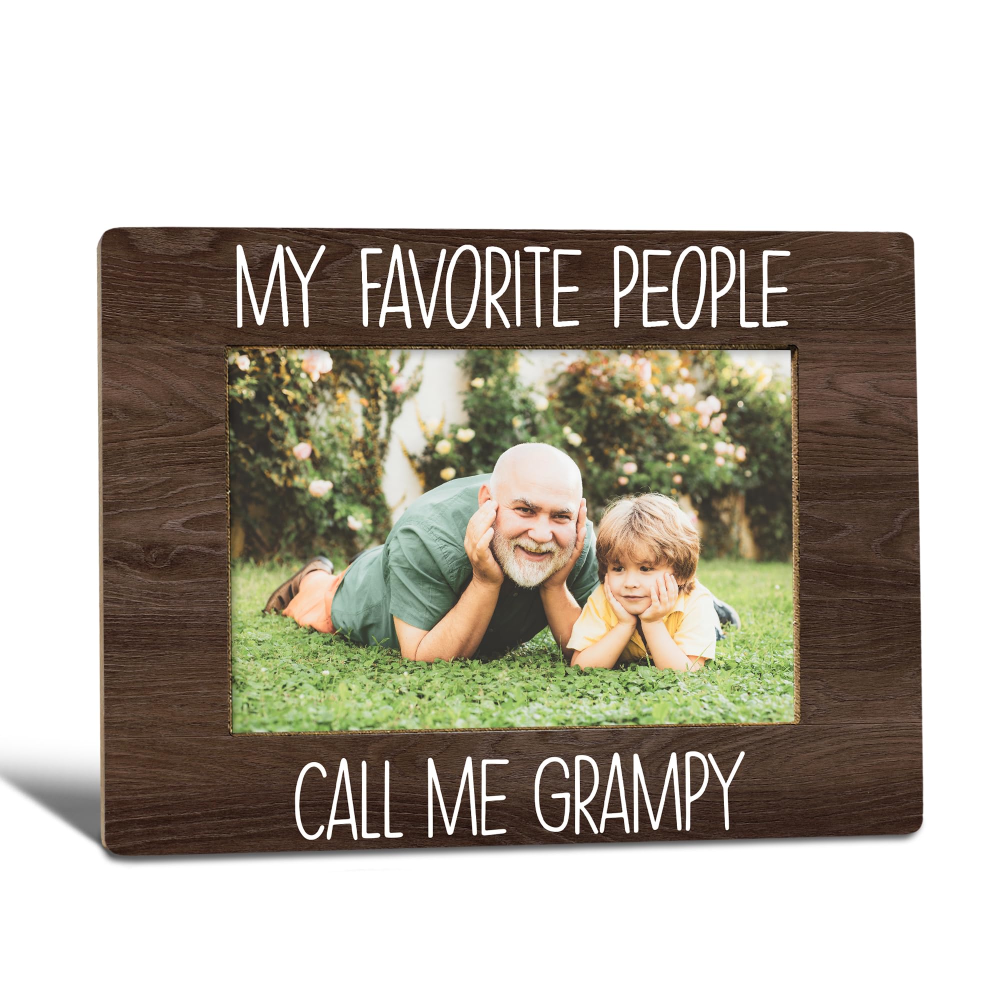 My Favorite People Call Me Grampy Picture Frame, Grampy Grandpa Gifts for Father's Day, Best Grandpa Gifts Photo Frame 4x6, Grandfather Wooden Photo Picture Frames for Desk Tabletop Decor