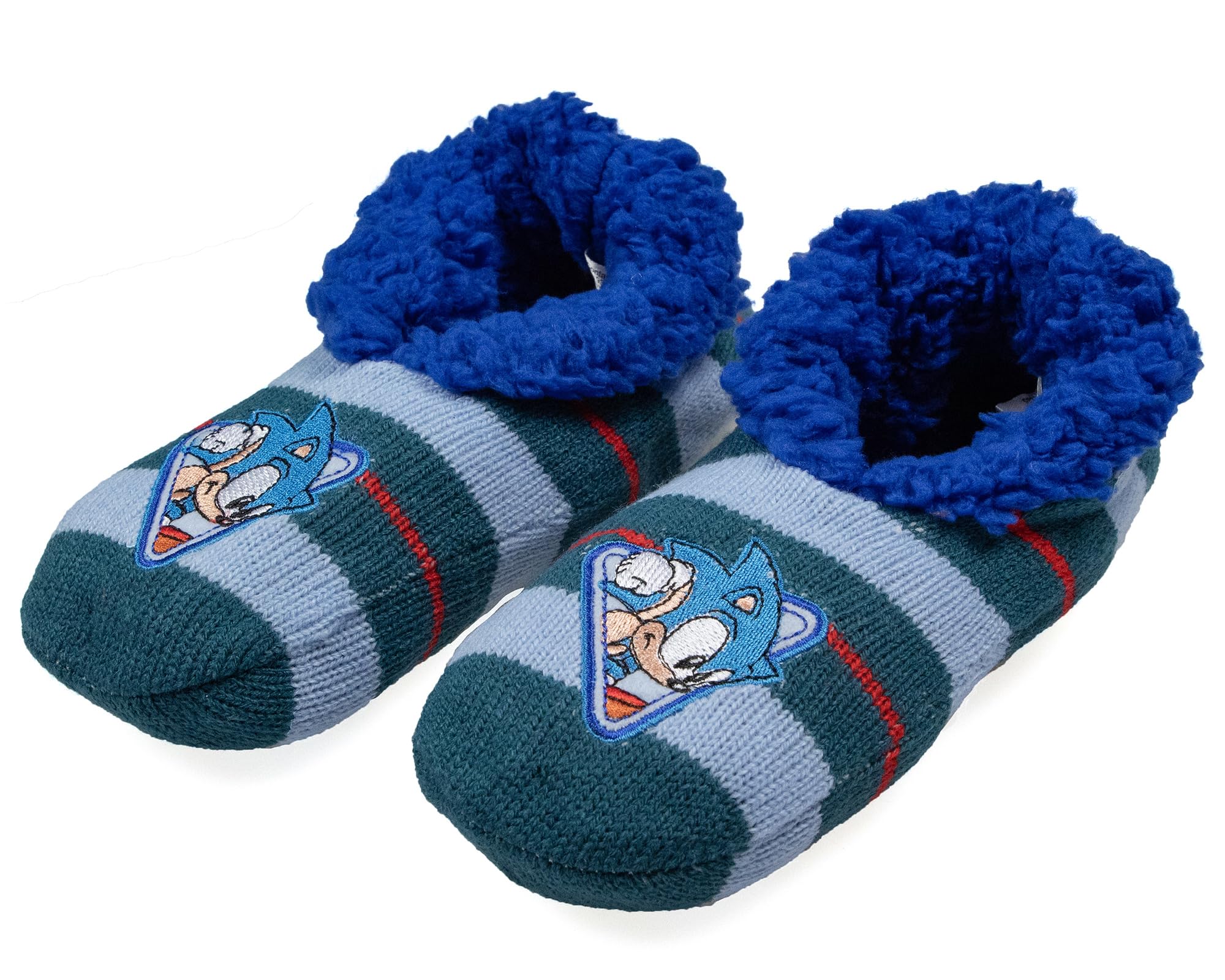 Sonic The Hedgehog Boys' Plush-Lined Non-Slip Slipper Socks For Boys And Girls