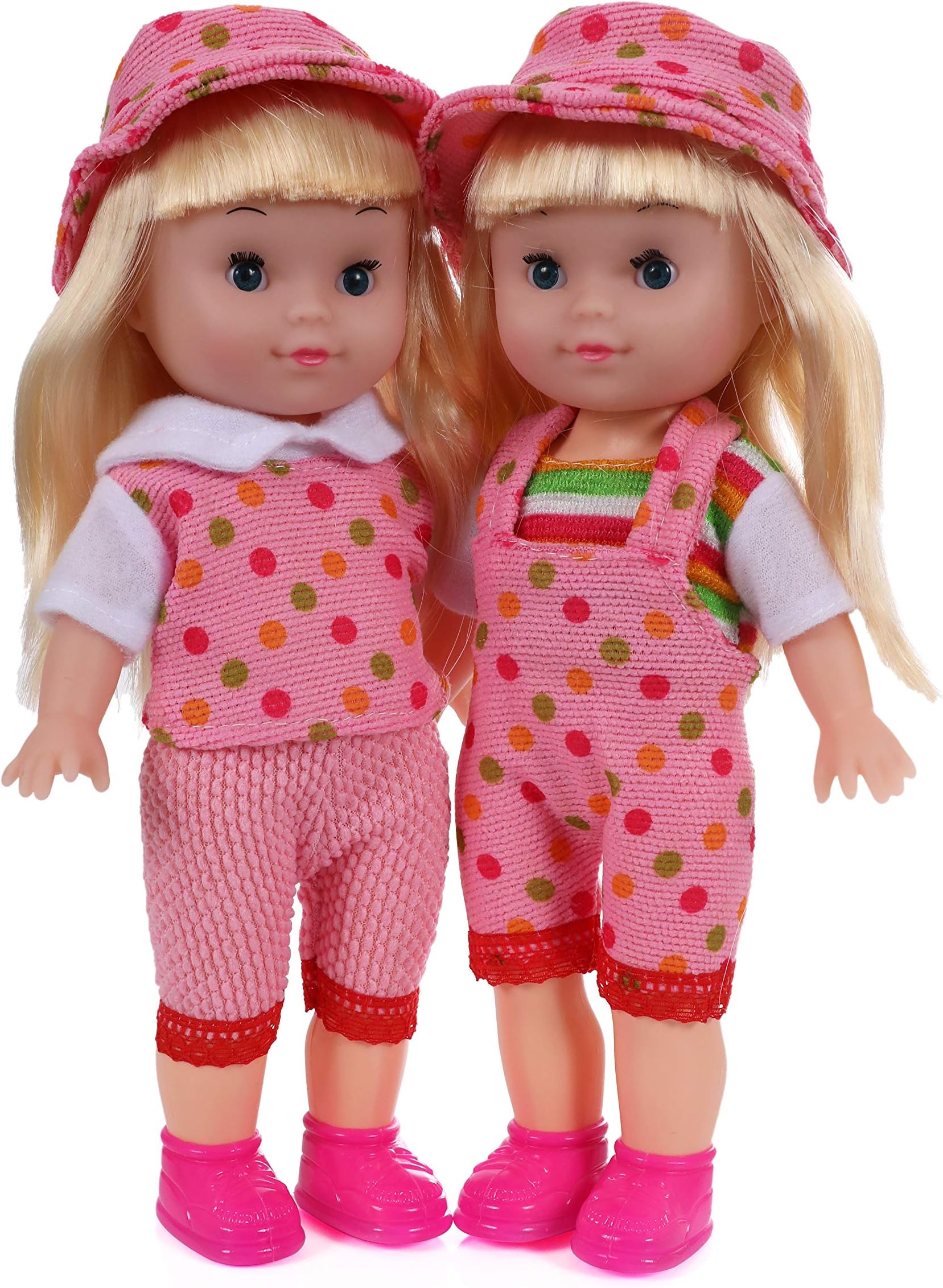 Mommy & Me Doll Collection Jessie and Bessie Lovable Twin Dolls with Vinyl Body, 10"