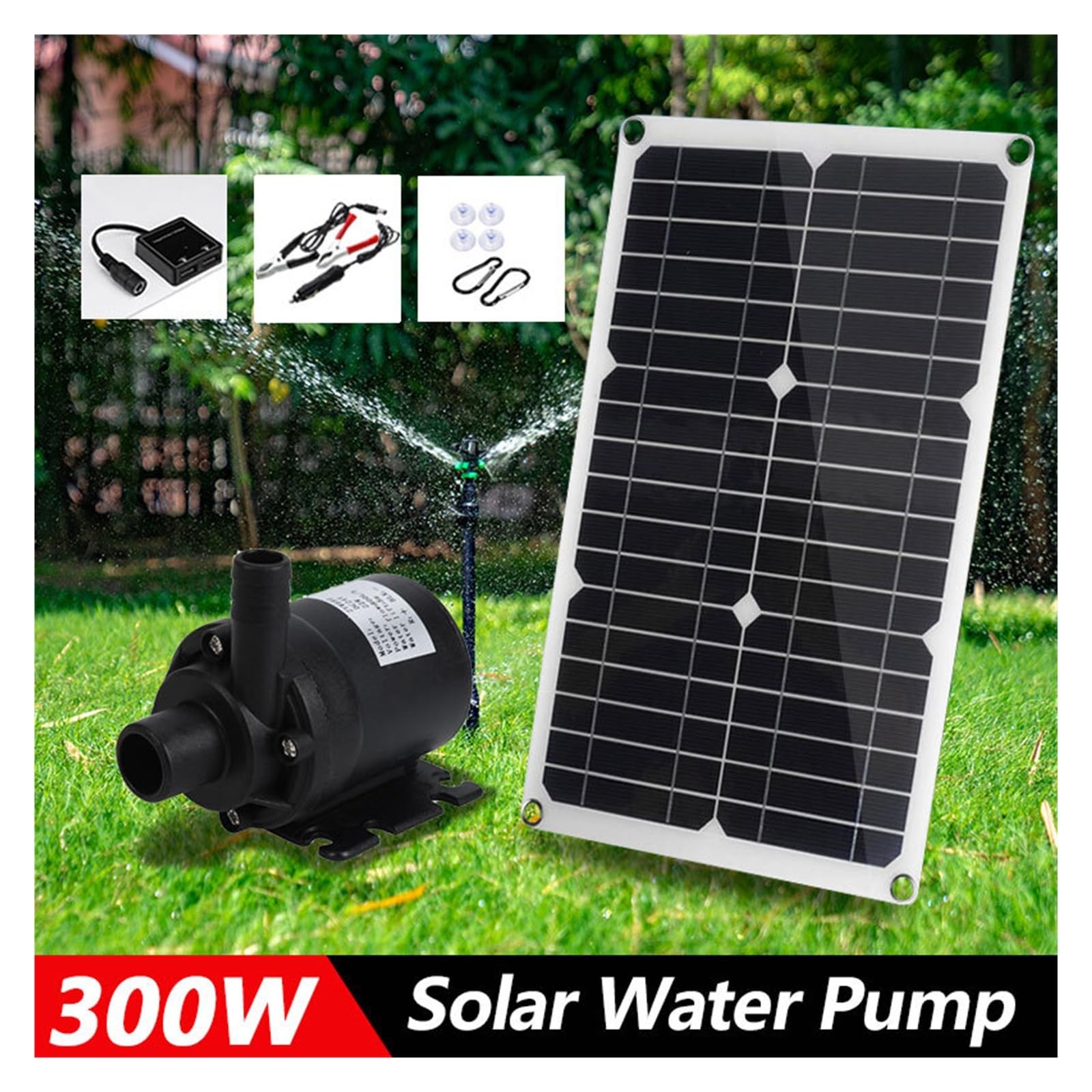 Banco de energía de Panel Solar de 300W, conjunto de bomba de agua de 800L/H, bomba de agua sumergible ultrasilenciosa, decoración de fuente de jardín for estanque de peces motorizado