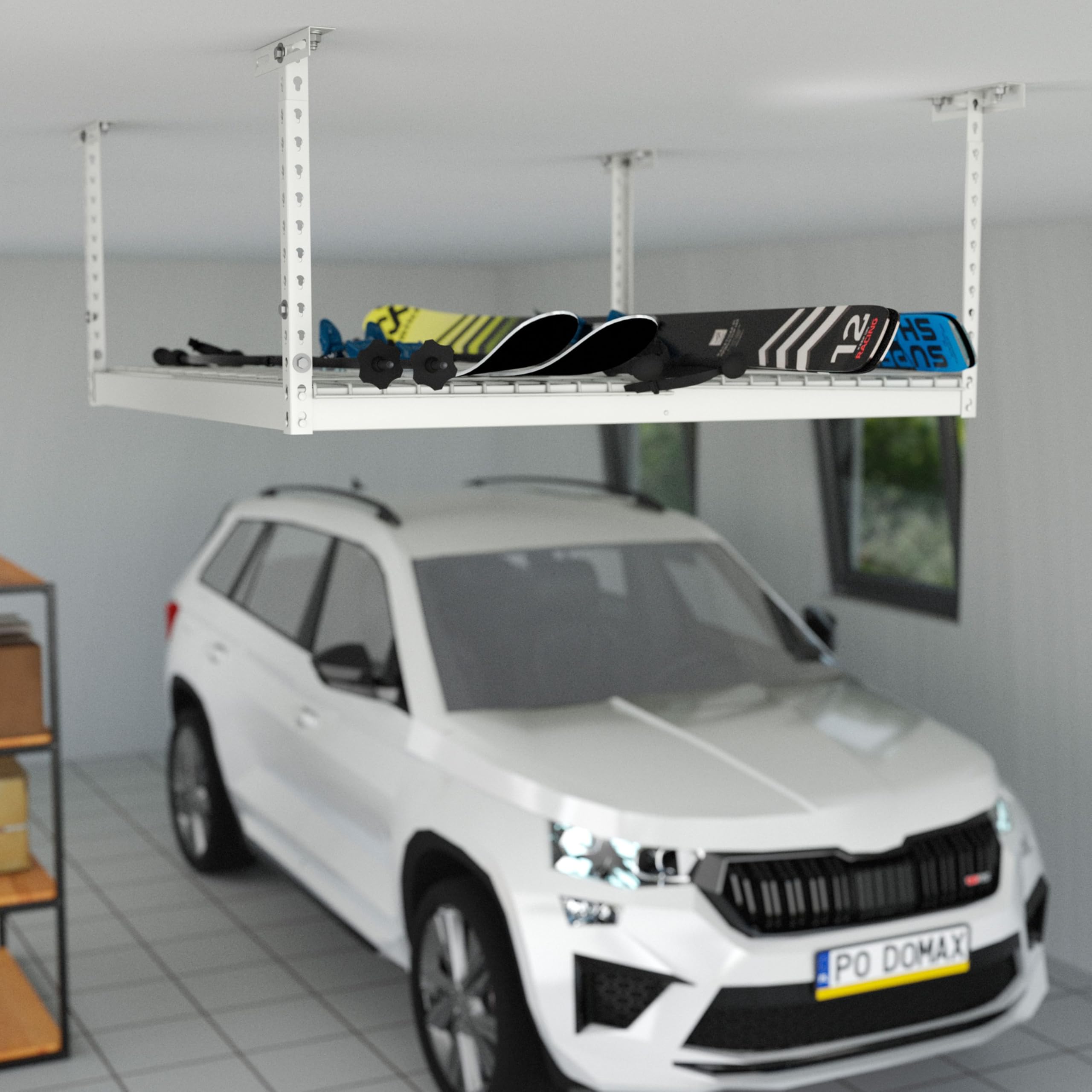 Velano Regal deckenhalterung - Hängeregal Decke - Werkstatt Schrank Metall 60x122 - Reifenregal - Schwerlastregal - Garage - Kellerregal - Lagerregal - Shelf - Regalbrett - Werkstatt Aufhängung Decke