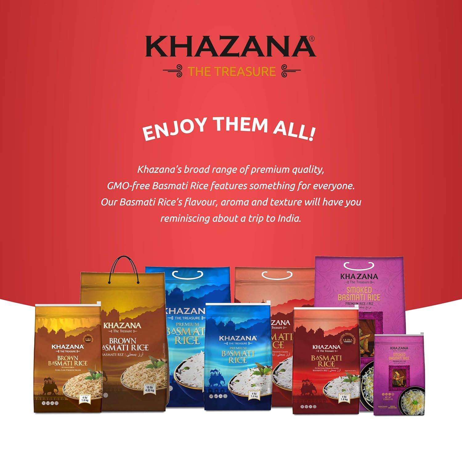 Khazana Authentic Basmati Rice - 10lb Premium Basmati Rice and 10lb Extra Long Basmati Rice - Non GMO, Gluten-Free, Kosher & Cholesterol-Free