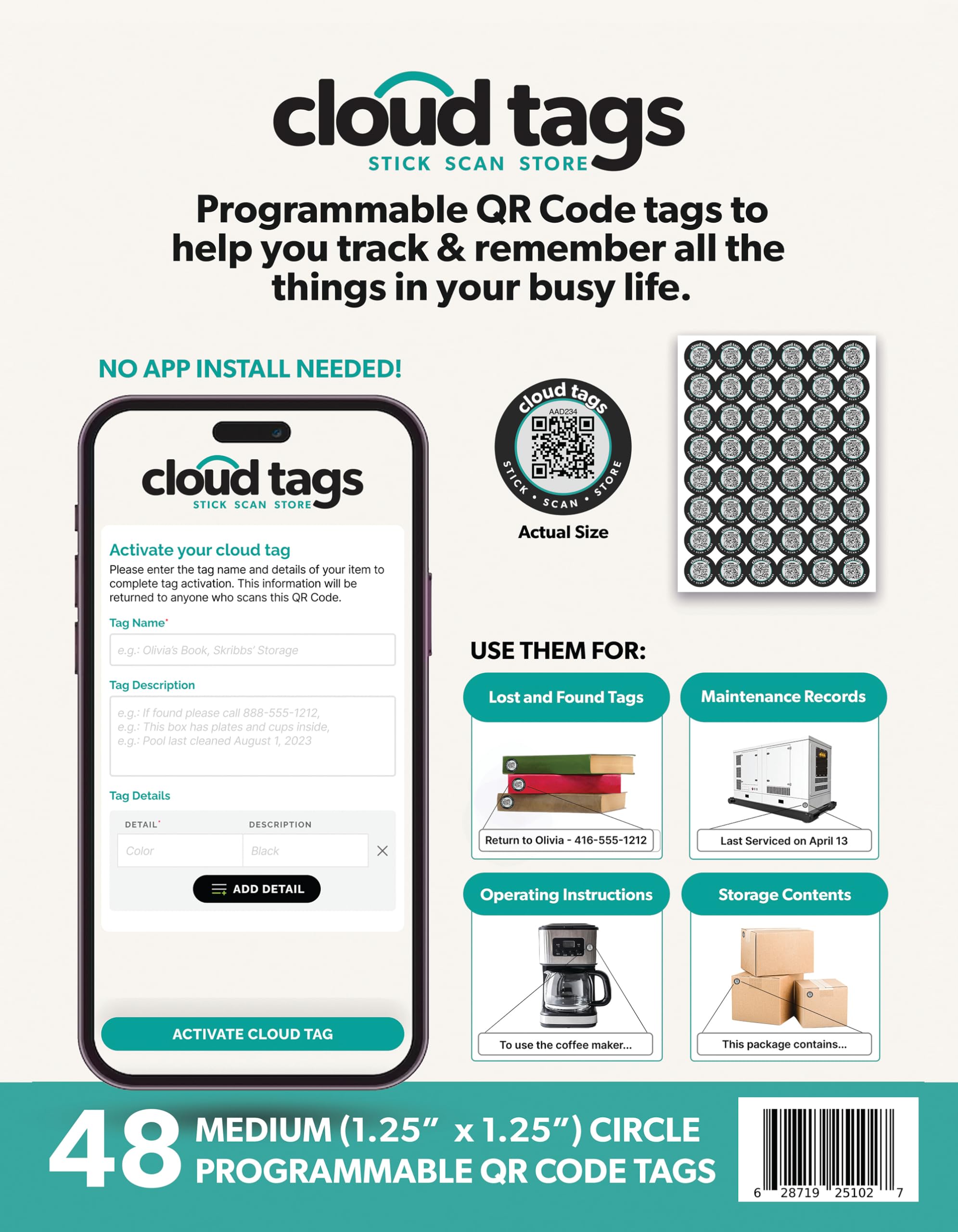 Amazon.com : QR Code Cloud Tag Labels | Programmable QR Codes to
