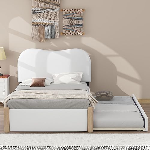 Miniatura 53 de SOFTSEA Cama de plataforma tapizada tamaño Queen con cajón de almacenamiento, marco de cama tapizado con cabecera con respaldo de alas, soporte de