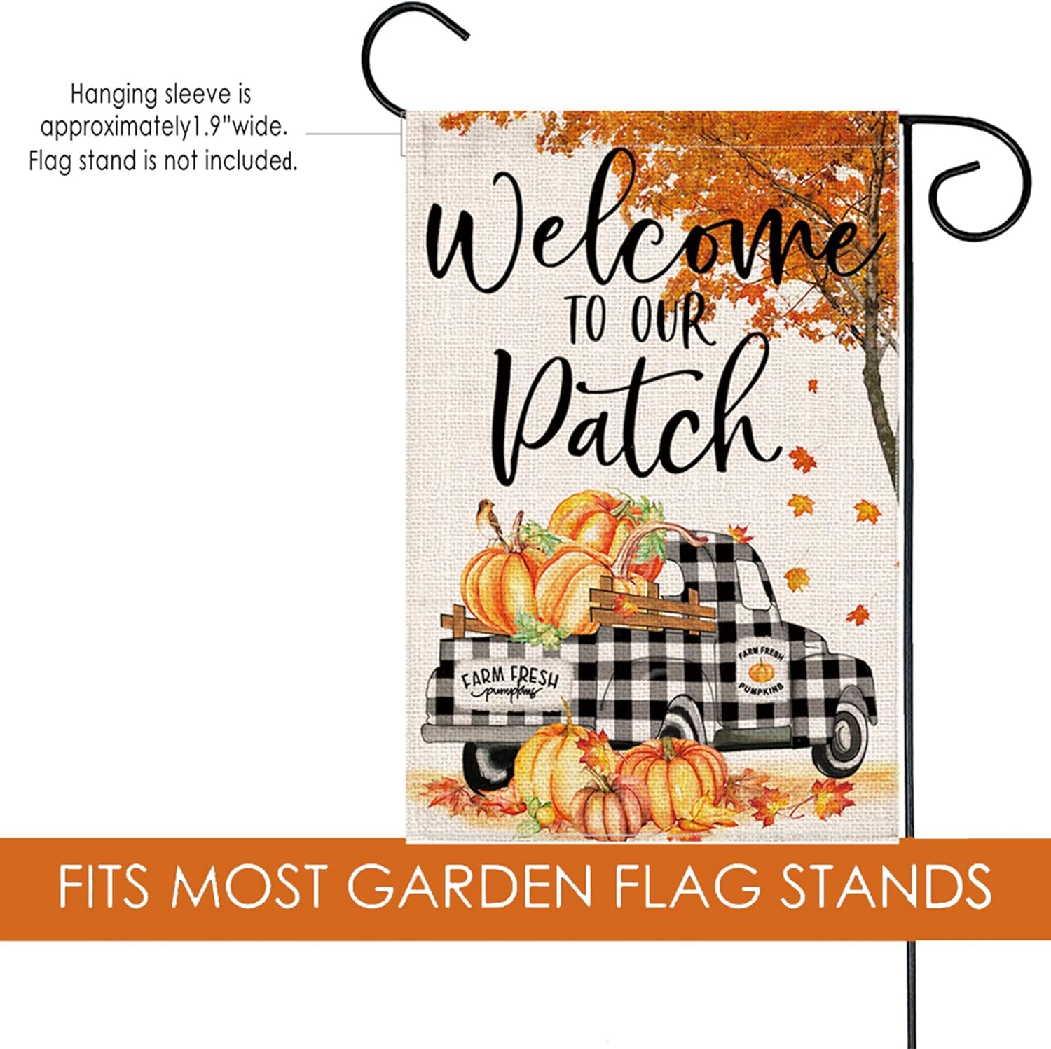 pinata Fall House Flag 28x40 Inch, Fall Leaves Pumpkin Flags Double Sided, Decorative Banners Buffalo Check Truck Outdoor Decorations Seasonal Yard Decor : Everything Else