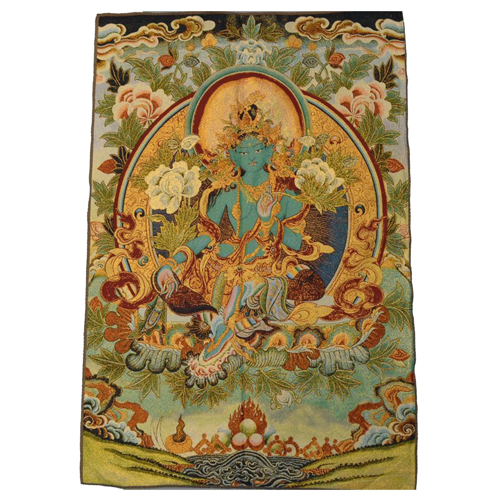Thangka Dipinto Sospeso Tara Verde Avalokitesvara Arazzo Tibetano Thangka per Poster di Arredamento Moderno per La Camera da Letto della Famiglia (Size : 60x90cm(23x35inch))