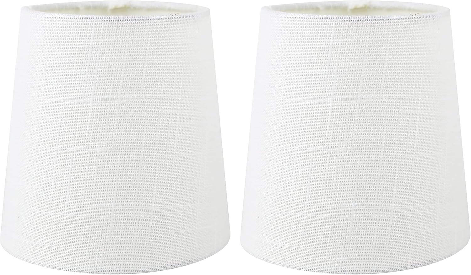 MERIVILLE Set of 2 Off White Linen Clip On Chandelier Lamp Shades, 4-inch by 5-inch by 5-inch