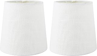 MERIVILLE Set of 2 Off White Linen Clip On Chandelier Lamp Shades, 4-inch by 5-inch by 5-inch