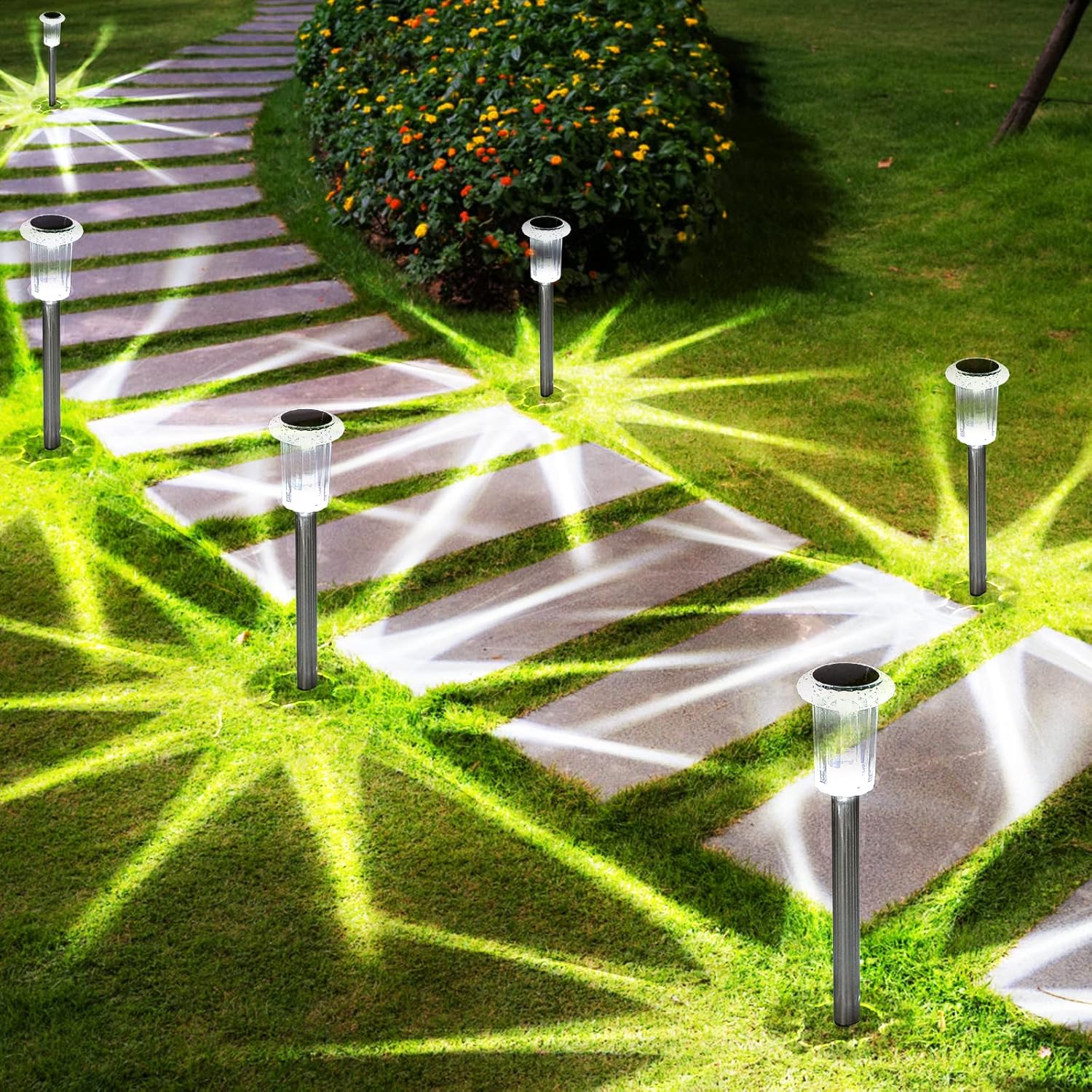 Eyrosa Solar Pathway Lights, Solar Lights Outdoor Waterproof, Solar