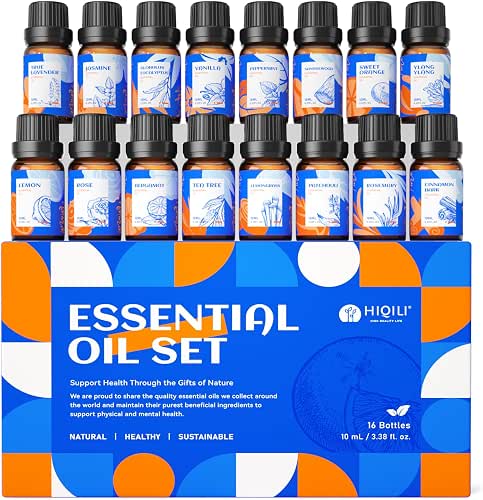 HIQILI Essential Oils Set,Top 16 Aromatherapy Oils for Diffusers for