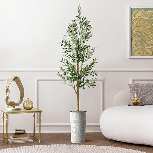 Miniatura 1 de Árbol artificial en espiral de línea geométrica con formas abstractas, árbol de seda de olivo falso para decoración del hogar en interiores y