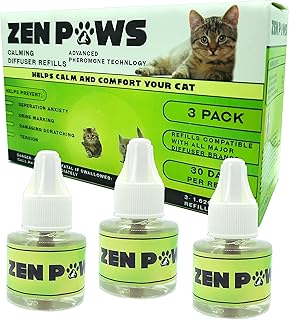 Zenpaws Upgraded No Scent - Diffuser Cat Relaxant Refill - Compatibility : Refills fit and are Compatible with All Major Brand diffusers. Feliway, Comfort Zone, ThunderEase, Relaxivet