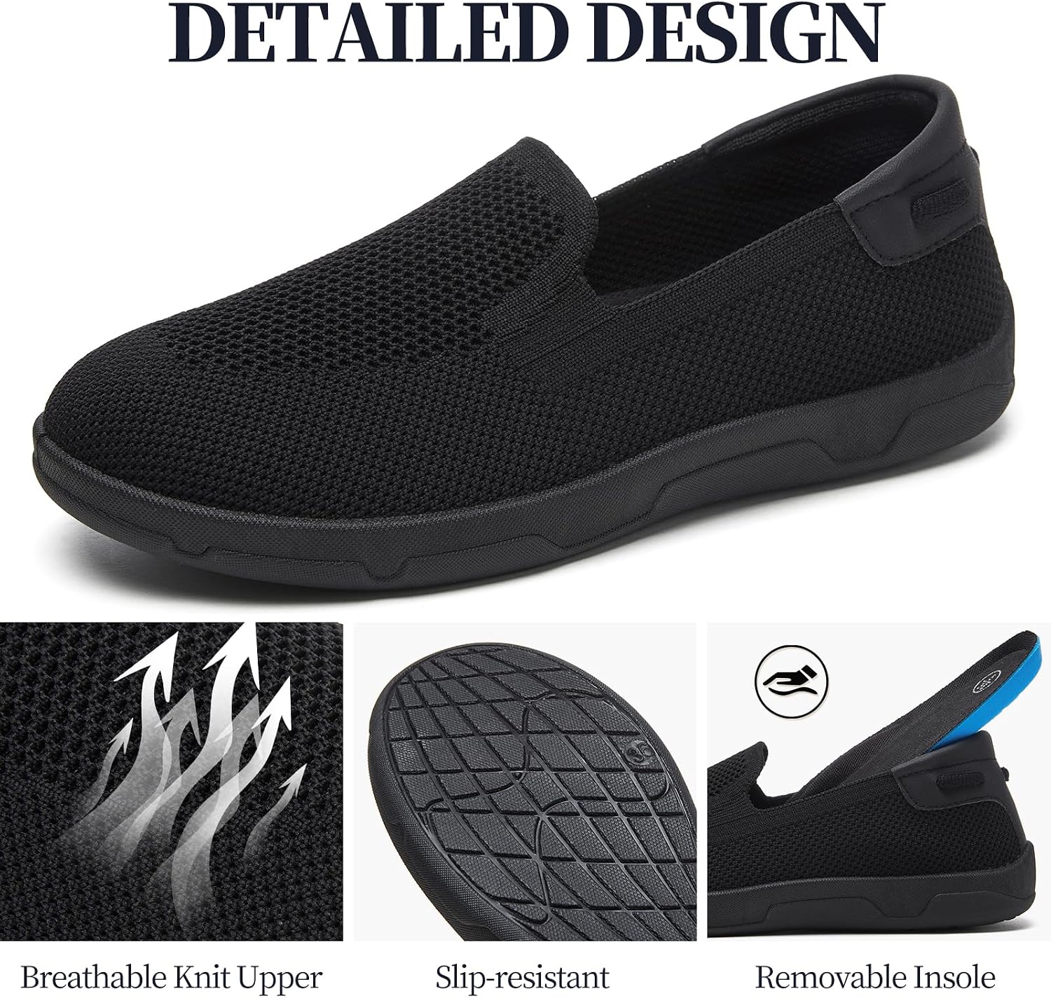Waluzs Women's Barefoot Loafers Wide Toe Box Knit Shoes Business Casual