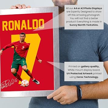 Cristiano Ronaldo Signed Poster Print – Portugal National Team Legend Tribute Wall Art with Signature & Jersey No.7 – Iconic Forward Memorabilia for Football Fans, A1 HUGE Poster Print (840x594mm)