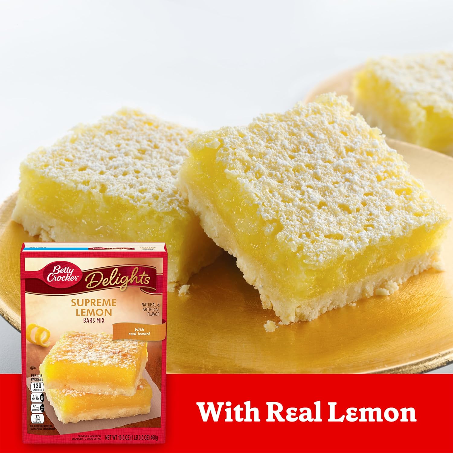 Betty Crocker Delights Supreme Lemon Bars Mix, 16.5 oz. (Pack of 12)