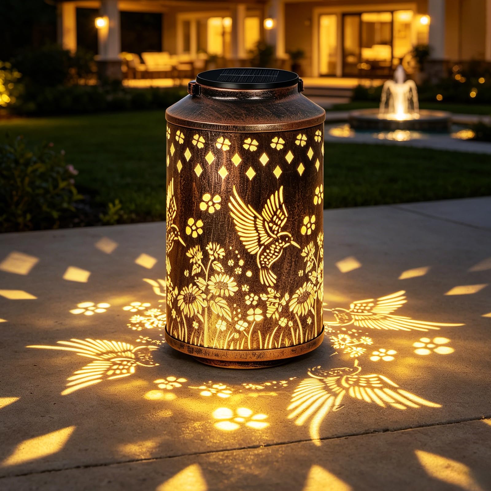 Regalos Para Mujeres, Mamá y Abuela, Faroles Solares Exterior de Colibrí, Linterna Colgante Impermeable para Jardín, Patio, Césped y Camino, Regalo de Cumpleaños