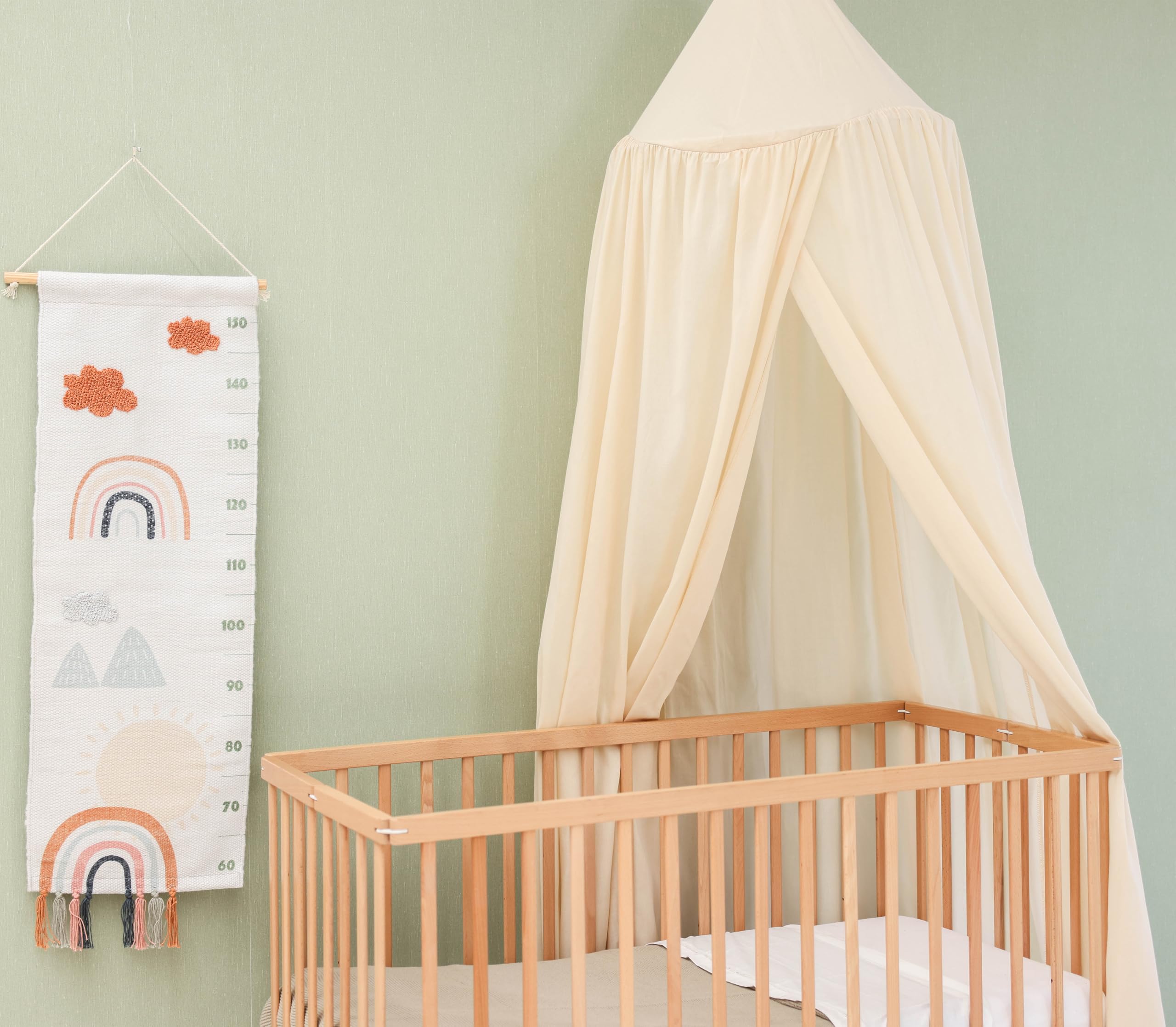 Cream Beige Kids Bed Canopy for Child Bedroom | Nursery Crib Hanging Curtain | Mosquito Net Bedding for Girls Play Room Decoration | Reading Nook Canopies Toddler Dome Tent - Image 4