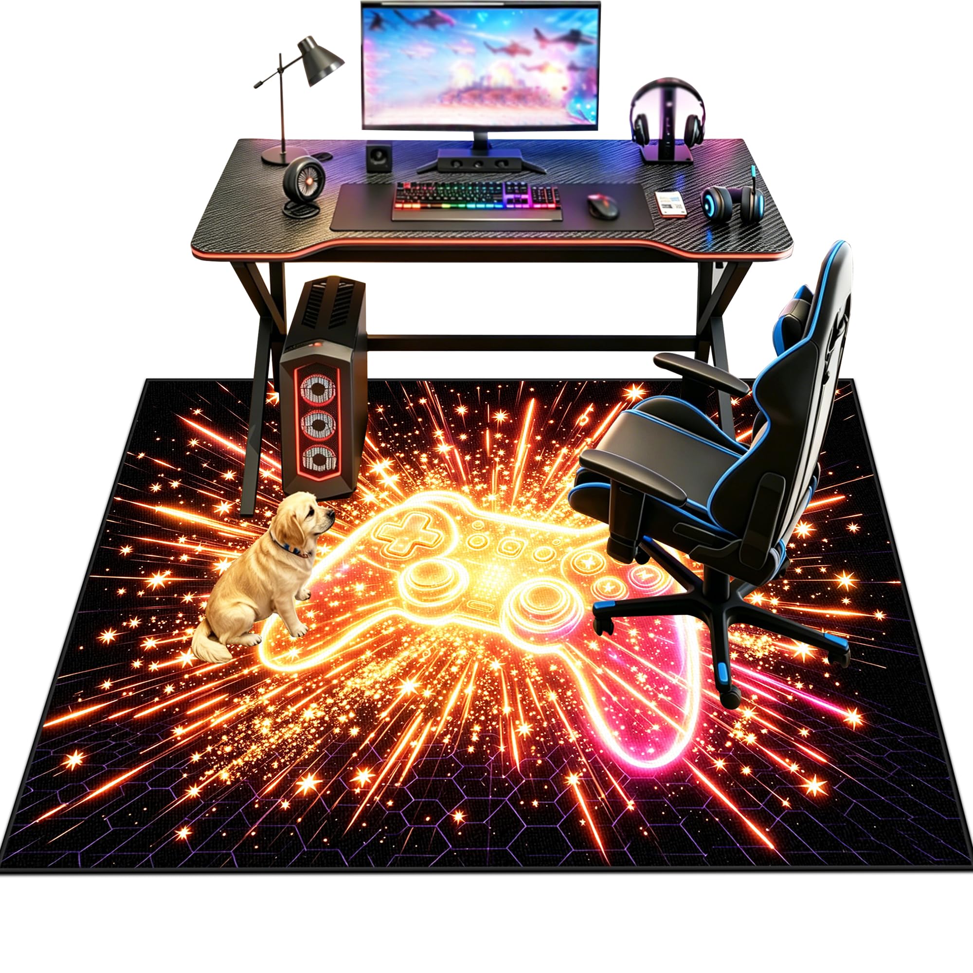 Tapis Chaise de Gaming Antidérapant Protection Chaise Parquet 130 x 160 cm