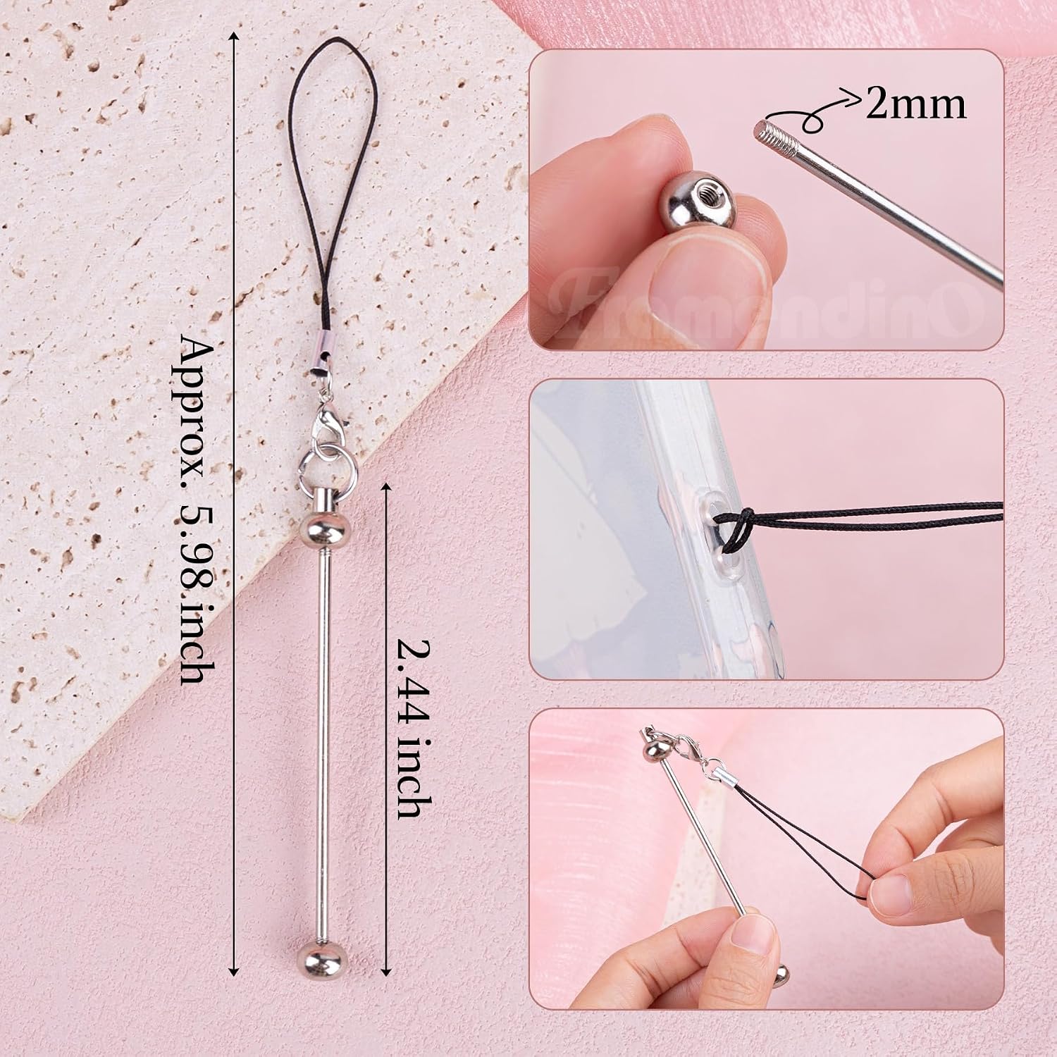 Framendino, Beadable Phone Strap Cellphone Lanyards for Camera Wallet Bags image 2
