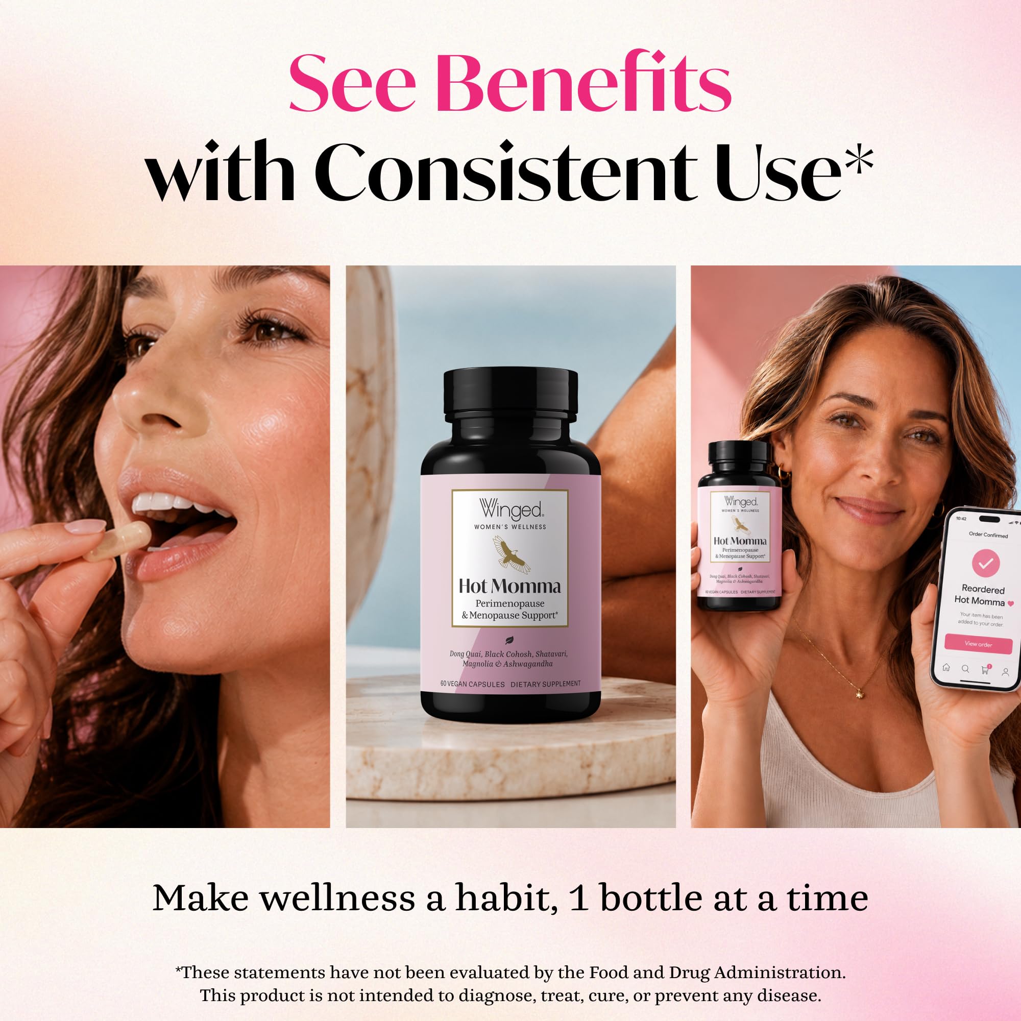 Winged Wellness Hot Momma, Menopause Supplements for Women, 60 Capsules — Amazon image 6