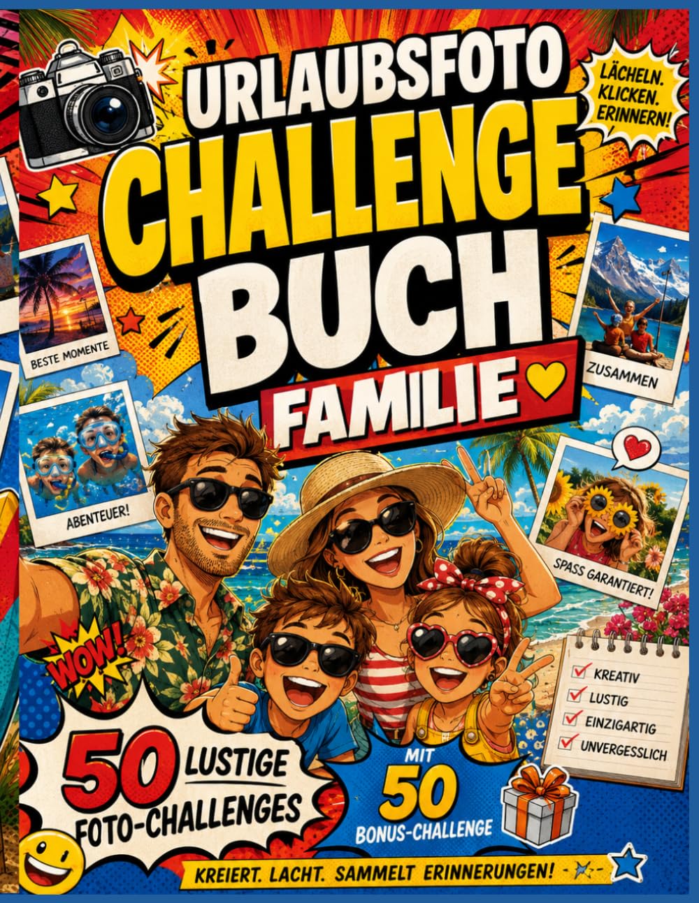 Urlaubsfoto-Challenge für Familie: 50 lustige Fotoaufgaben für unvergessliche Familienmomente im Urlaub – mit 50 Bonus-Challenges für Kinder und Eltern