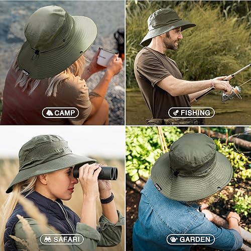 Miniatura 7 de GearTOP - Sombrero de ala ancha para proteger contra los rayos UV UPF 50 para senderismo camping pesca safari