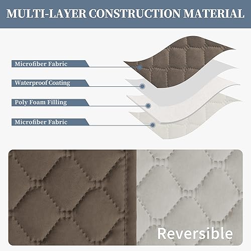 Miniatura 4 de ISSUNTEX Funda de sofá doble protección 100% impermeable para sala de estar, funda de sofá para sofá de 2 plazas, protector reversible de muebles