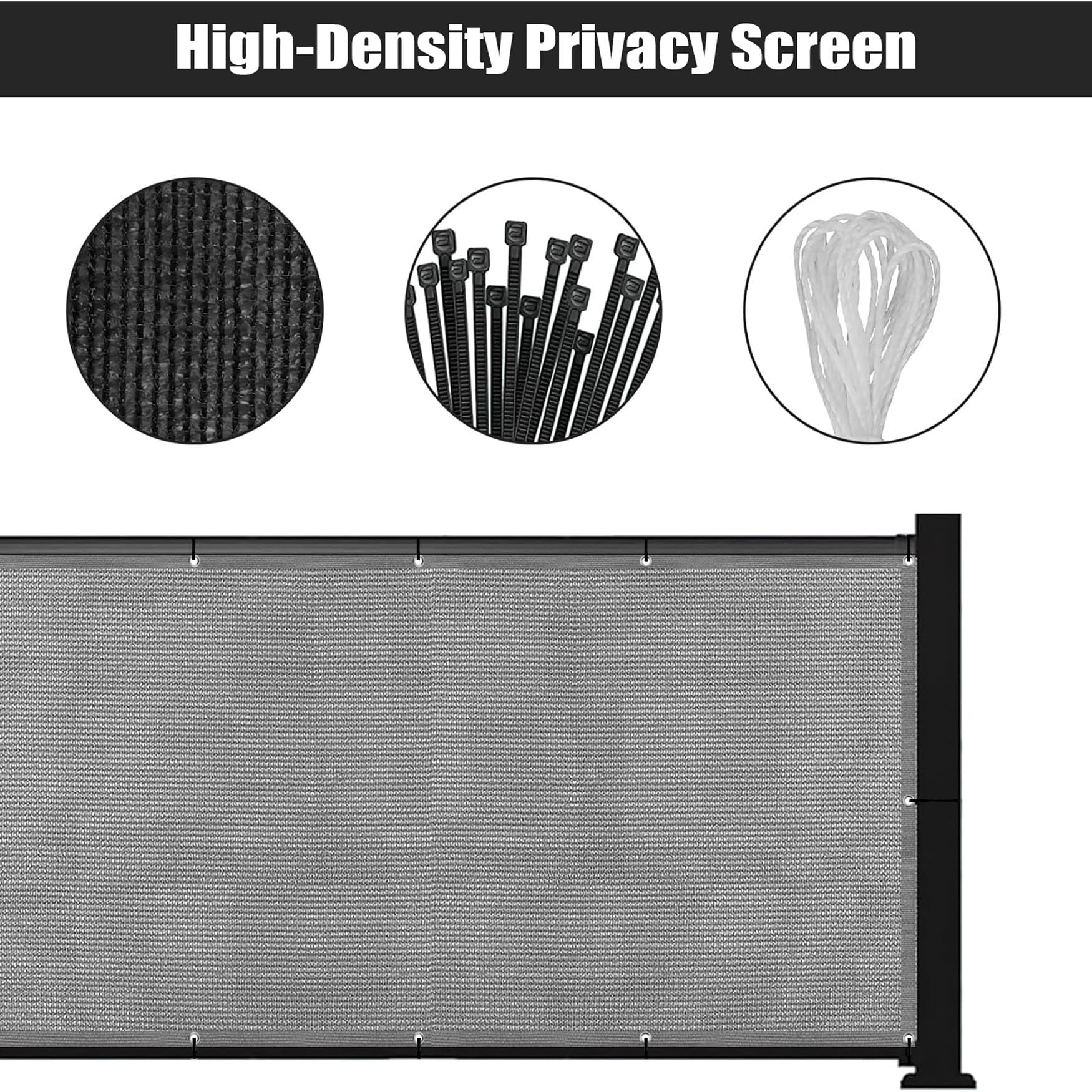 Brise Vue Balcon 90 x 140 cm Antidéchirure, Vent, Couverture de Confidentialité Cache Vue Balcon Occultant avec Trous et Serre Câbles pour Jardin et Lieu de Fête Piscine, Gris