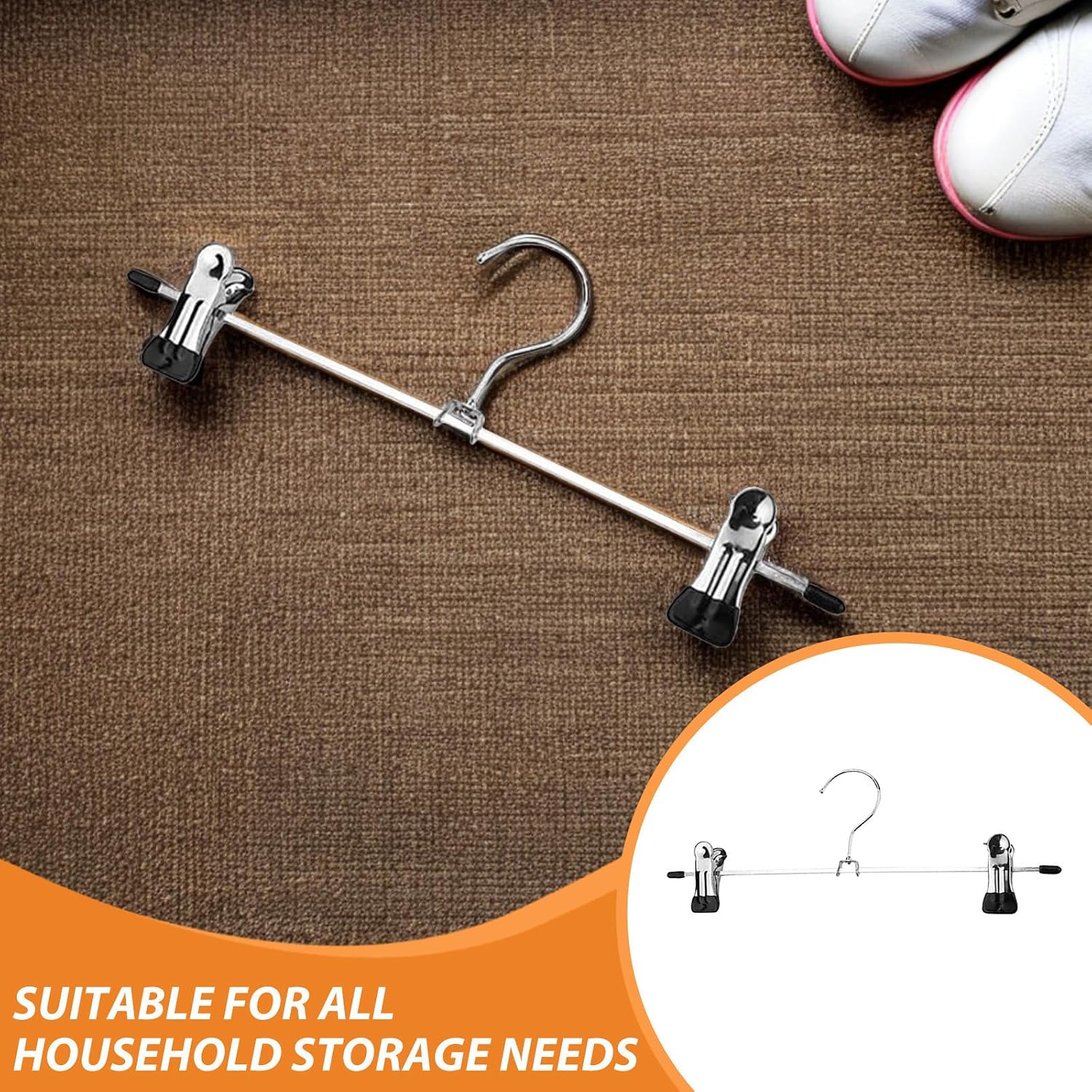 12pcs Adjustable Metal Pants Hangers with Rotating Clips