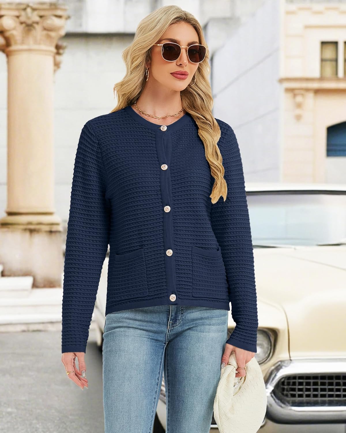 Hody Lovy Women's Knit Cardigan Sweaters Casual Long Sleeve Open Front Button Down Trendy Jackets Outerwear - Image 6