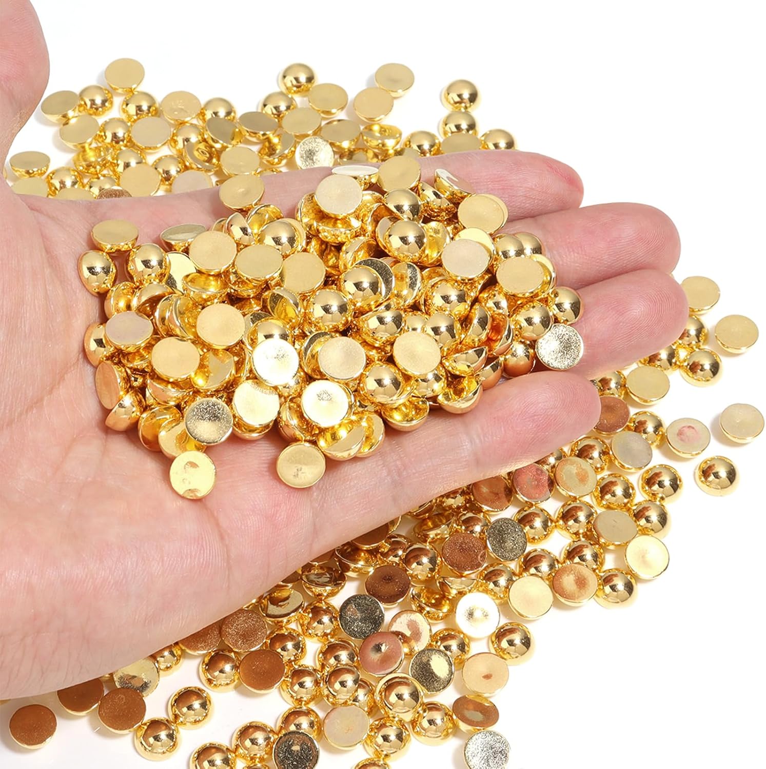700PCS 8mm Gold Flatback Pearls for Crafting Jewelry Making Round Half Pearls for Making DIY Scrapbook Shoes Clothes Cup Nail Wedding Art Decoration
