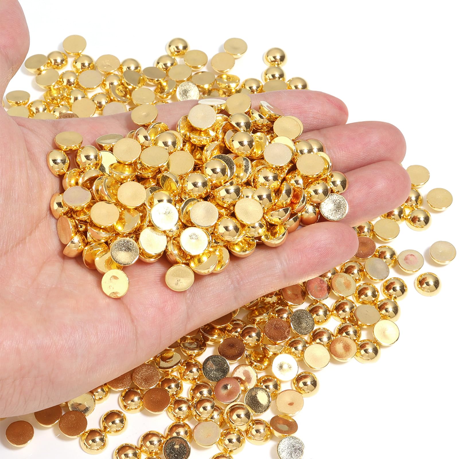700PCS 8mm Gold Flatback Pearls for Crafting Jewelry Making Round Half Pearl Beads for Making DIY Scrapbook Crocs Shoes Clothes Cup Nail Wedding Art Decoration