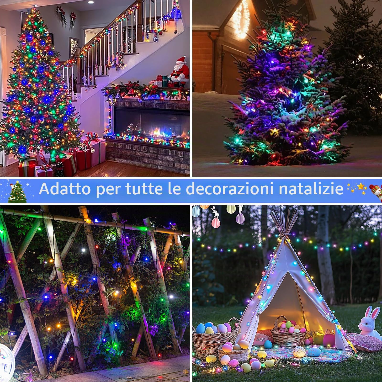 Luci di Natale Solari, 13M 300LEDs Luci a Sfera Esterno Impermeabili con 8 Modalità, Striscia Luminosa Portatile e Ripiegabile per Decorazioni da Appendere All'albero di Natale Feste Giardino Veranda
