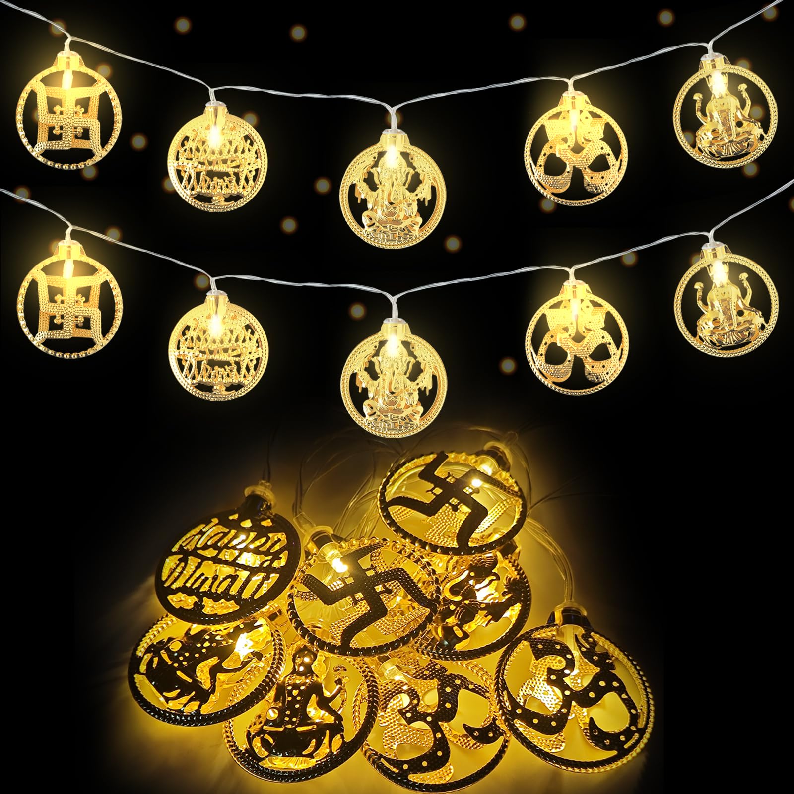 Diwali String Lights,9.8FT 20 LED Diya Fairy Lights,Diwali Decoration Items for Diwali Party Home Indoor Outdoor Decor (Warm-White