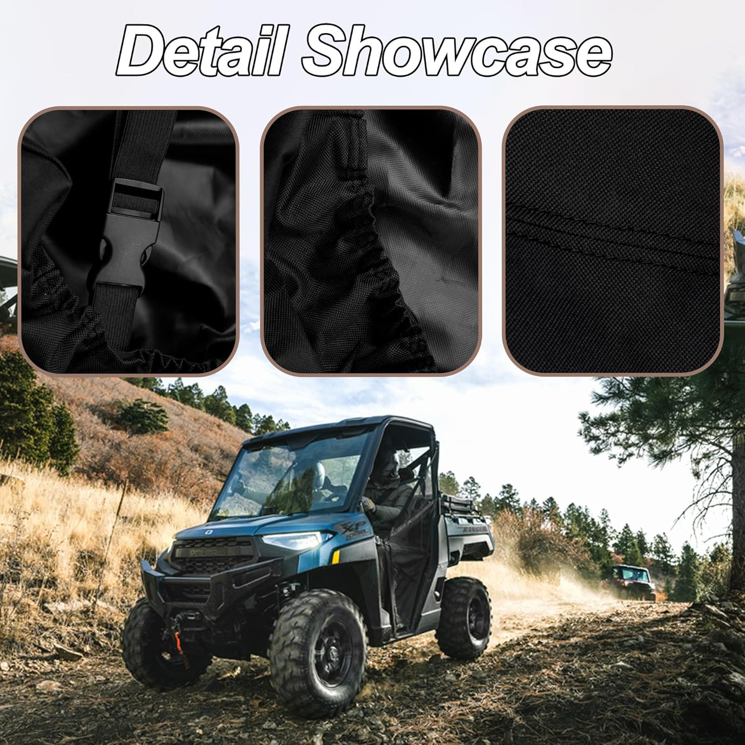ESMING 1680D UTV Seat Covers for Polaris Ranger 1000 2020 2021 2022 2023 2024 2025 for Polaris Ranger XP 1000 2017 2018 2019 2020 2021 protector accessories, Waterproof Heavy Duty Oxford Fabric -Black