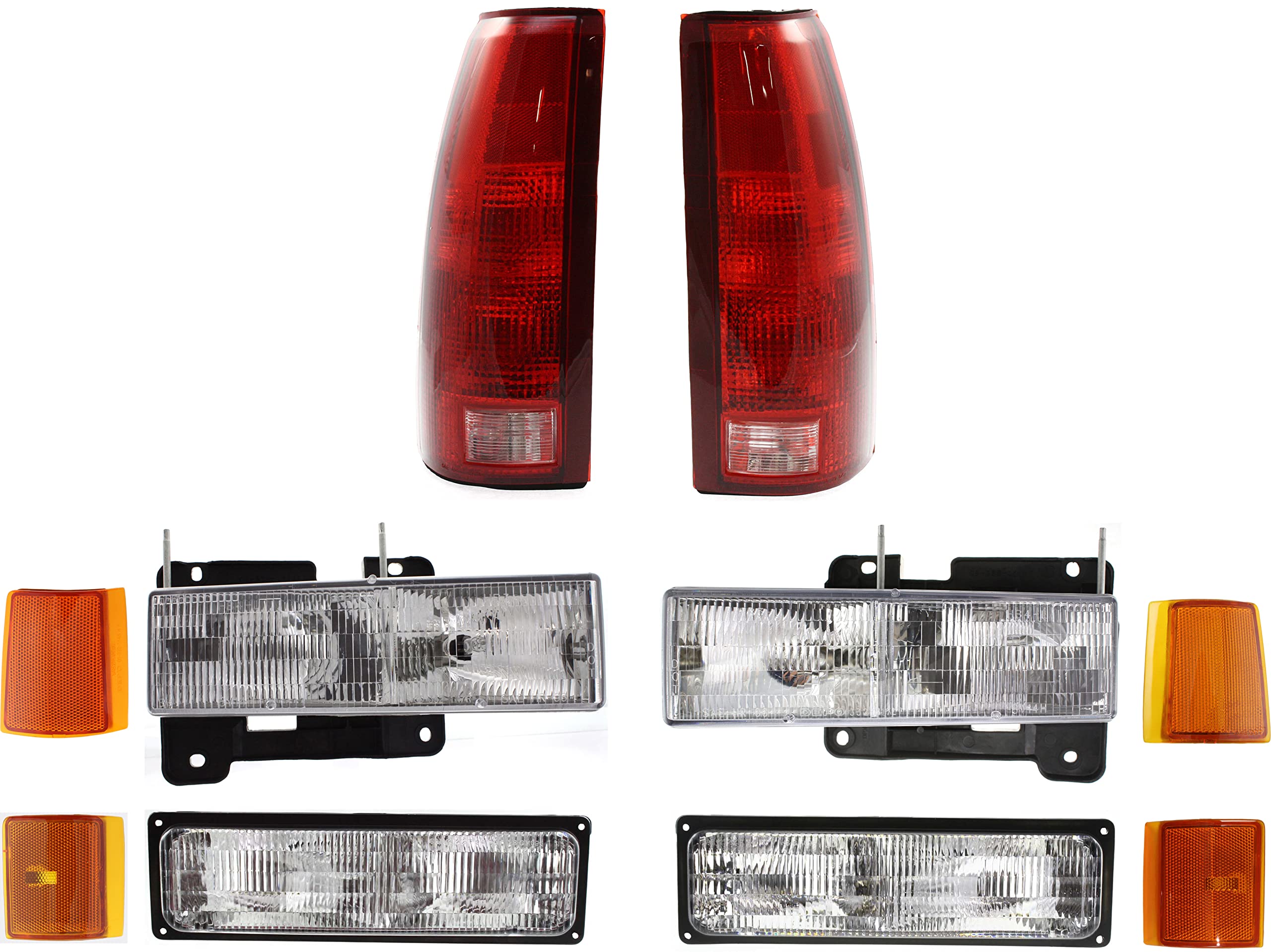 Evan Fischer Driver and Passenger Side Headlight Kit for GMC C1500 1994-1998 Halogen With bulb(s) Type 2, Dual Composite Headlights, Fleetside, Without 15,000 Lbs. GVW Replaces# 15034930 15034929