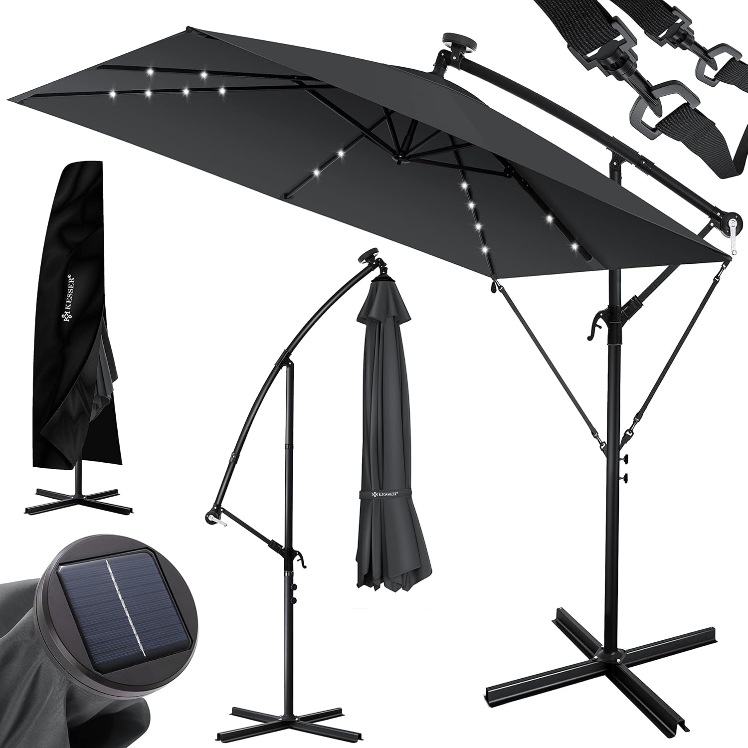 Amazon.de KESSER® Ampelschirm Holly Sonnenschirm Rechteckig LED Solar