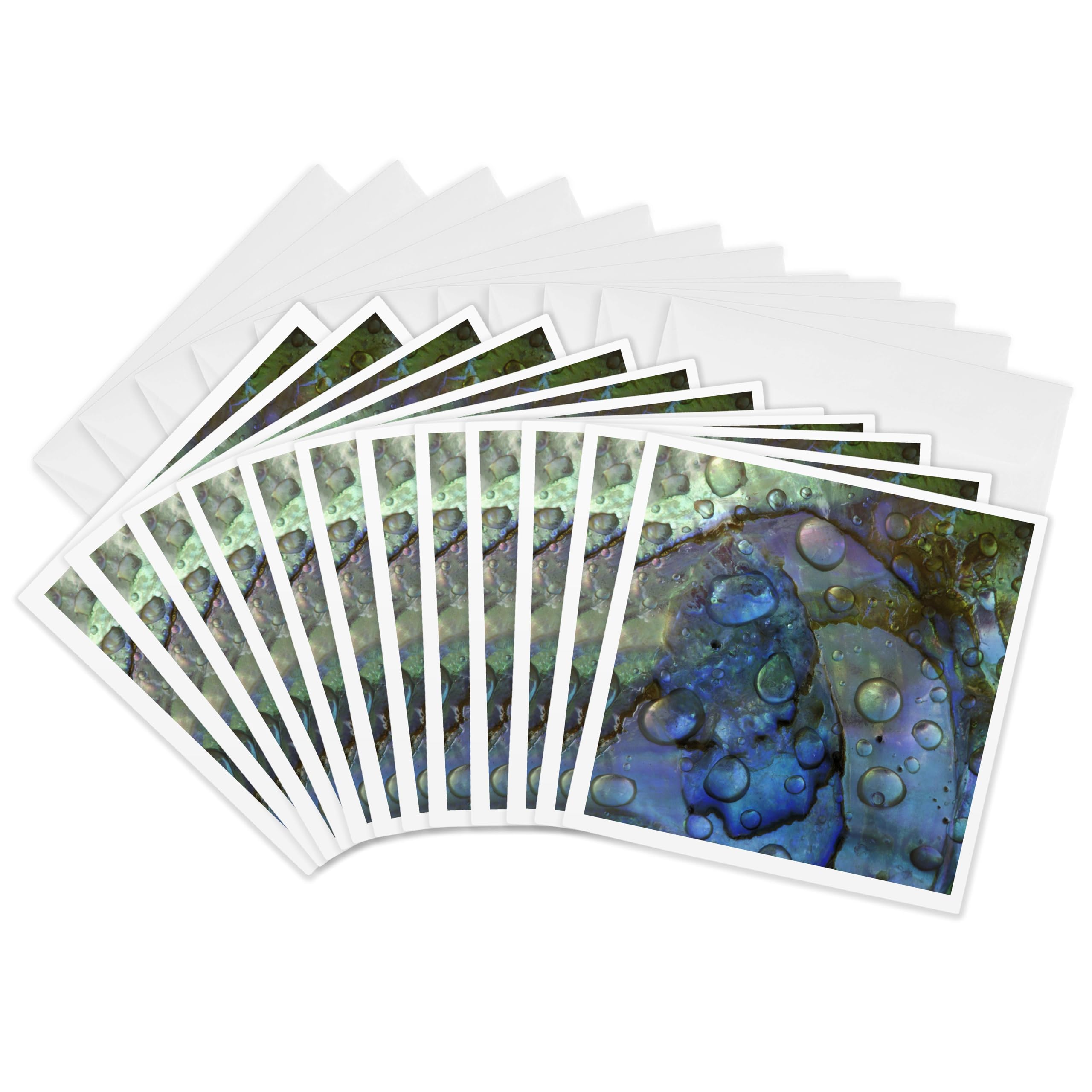 3dRose gc_83306_2 6 x 6-Inch "Abalone Shell with Water Drops, Artistic Abstract - Na01 Bja0030 - Jaynes Gallery" Greeting Card (Pack of 12)
