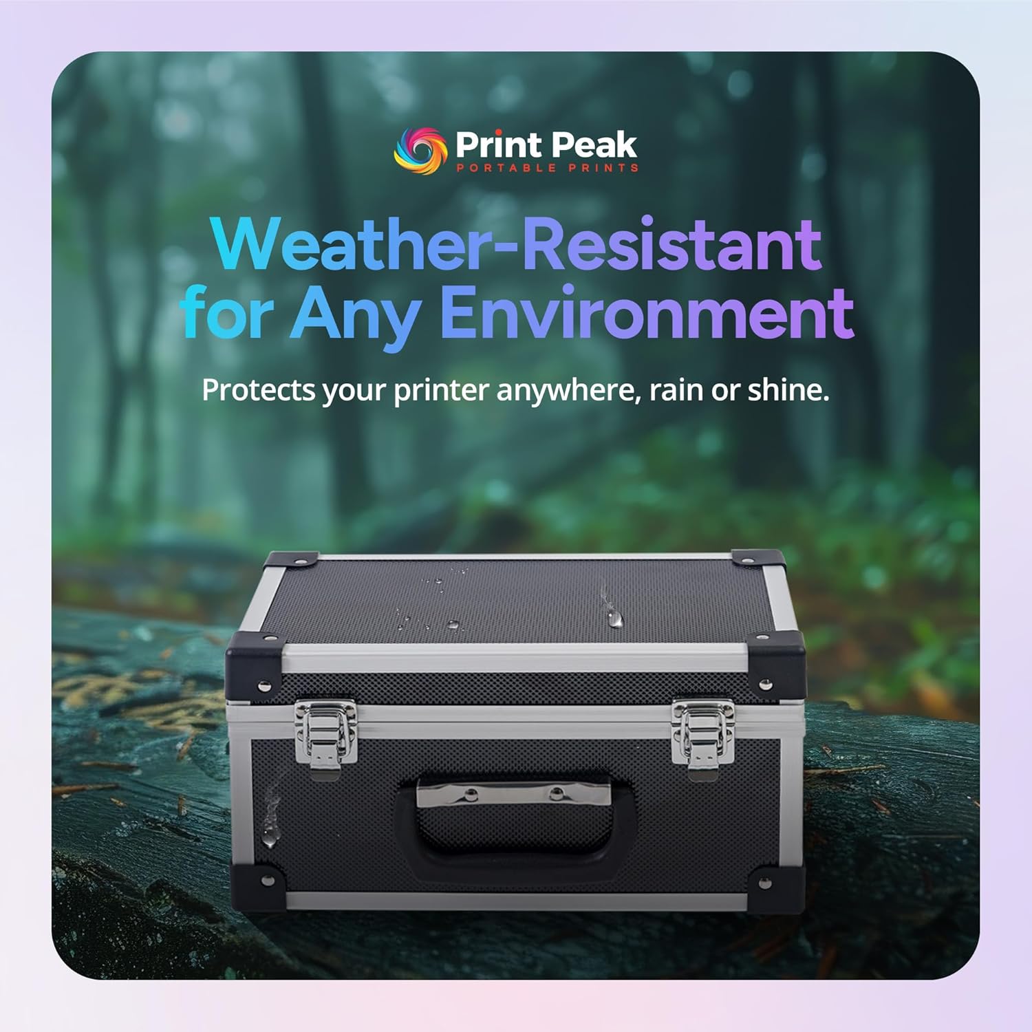 Print Peak Handheld Printer Travel Case, Durable Plastic Carrying Case with Aluminum Corners, Handle & Custom Foam Inserts for Portable Inkjet Printer Storage