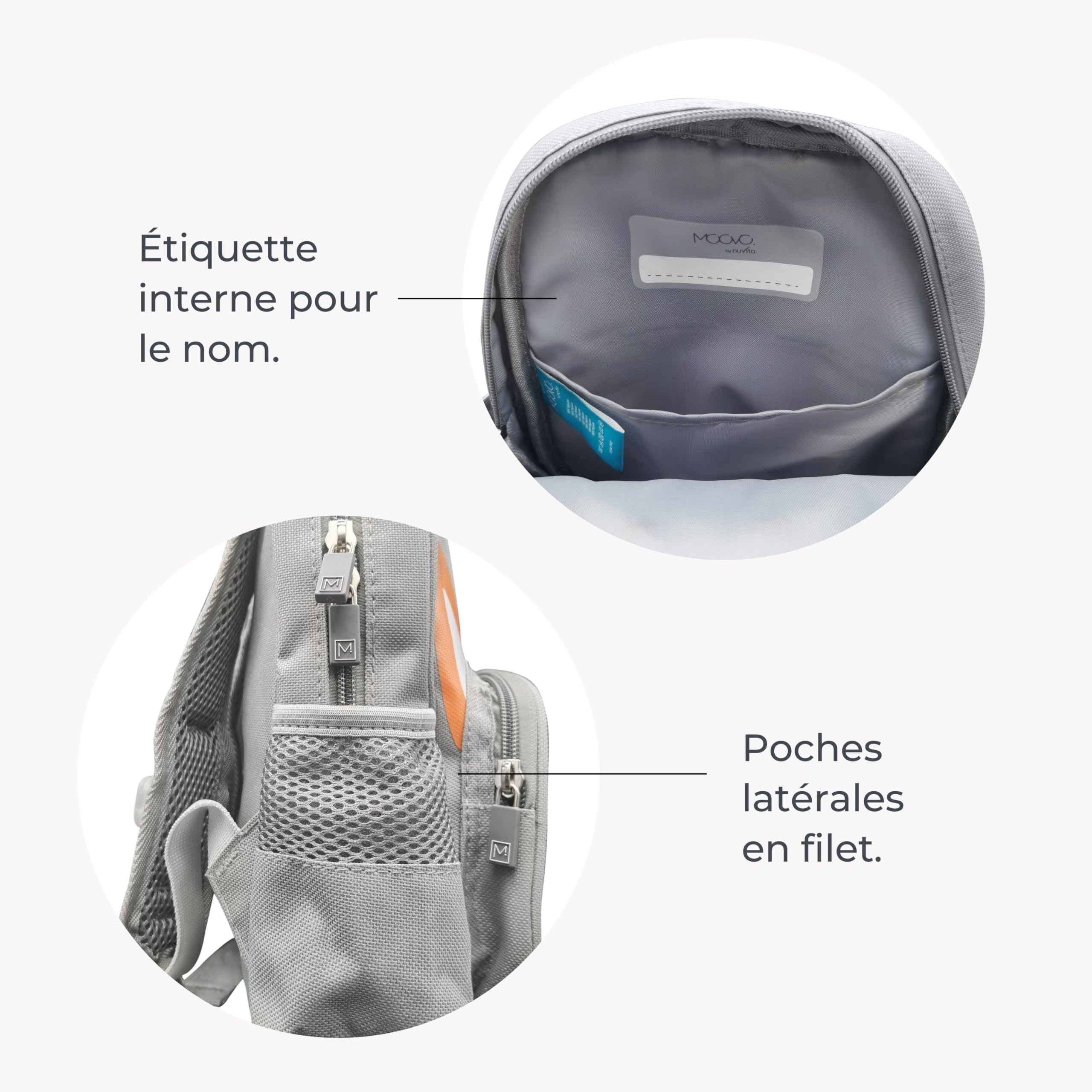 Nuvita 8740 | Zainetto Bambino | Borsa Portaoggetti| Borsa con Scomparti | Zaino Ergonomico per Bambini | Zaino con Cinghie Regolabili per Bambini in Età Prescolare | (1-3 anni) |Grigio/Volpe