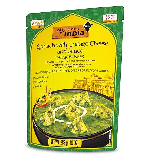 Kitchens Of India Ready To Eat Palak Paneer, espinacas y queso cottage, cajas de 10 onzas (paquete de 6)