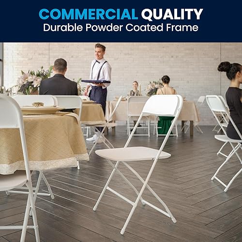 Miniatura 8 de Flash Furniture Hercules Set of 10 Indoor/Outdoor Heavy-Duty Plastic Folding Chairs, Foldable Commercial Stacking Chairs with 650-lb. Static Weight