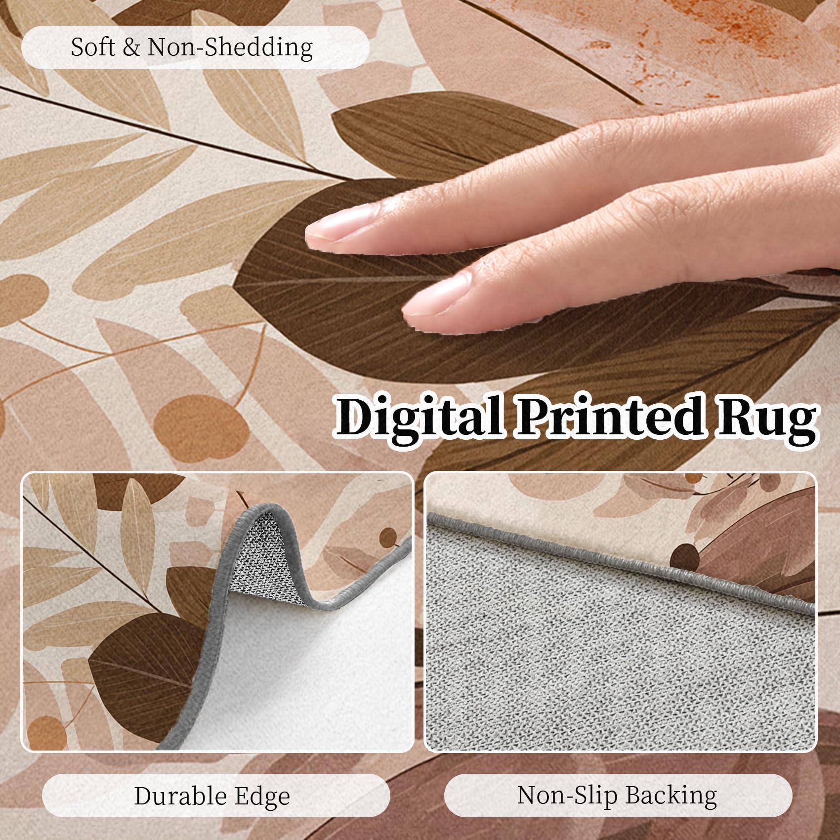 Générique Tapis Salon Milieu du Siècle Rétro 150x210 Grand Tapis Feuilles