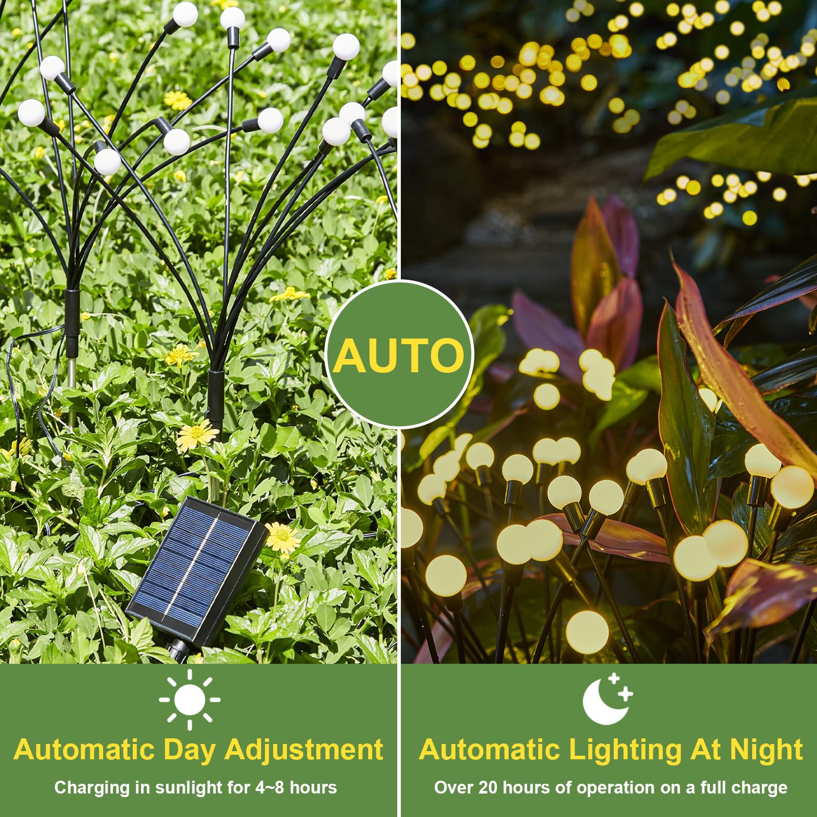 Lot De 6 Lampes Solaires De Jardin Firefly | Ampoules Led Solaire Jardin Piquet Lumières Extérieures Décoratives | Lumières - Maison