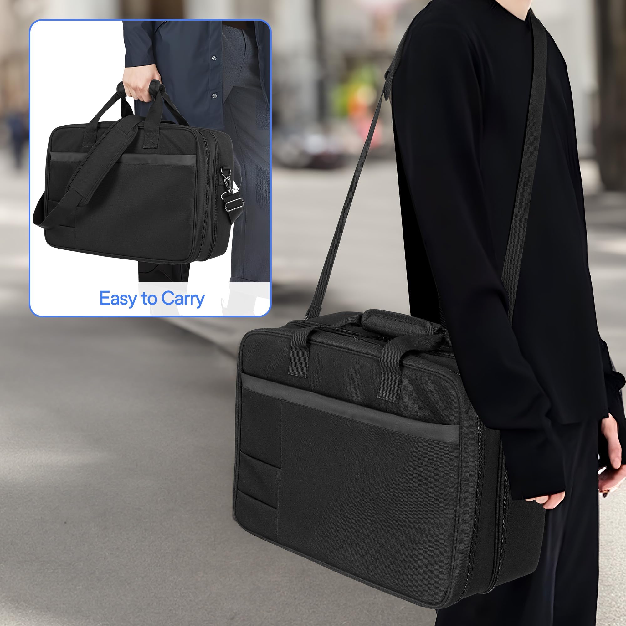 CURMIO Bolsa de Transporte Compatible con PS5, PS5 Slim, PS4, Negro | Funda de Viaje para Consola de Doble Capa, Compartimento Acolchado para Portátil, Bolsa Vacía