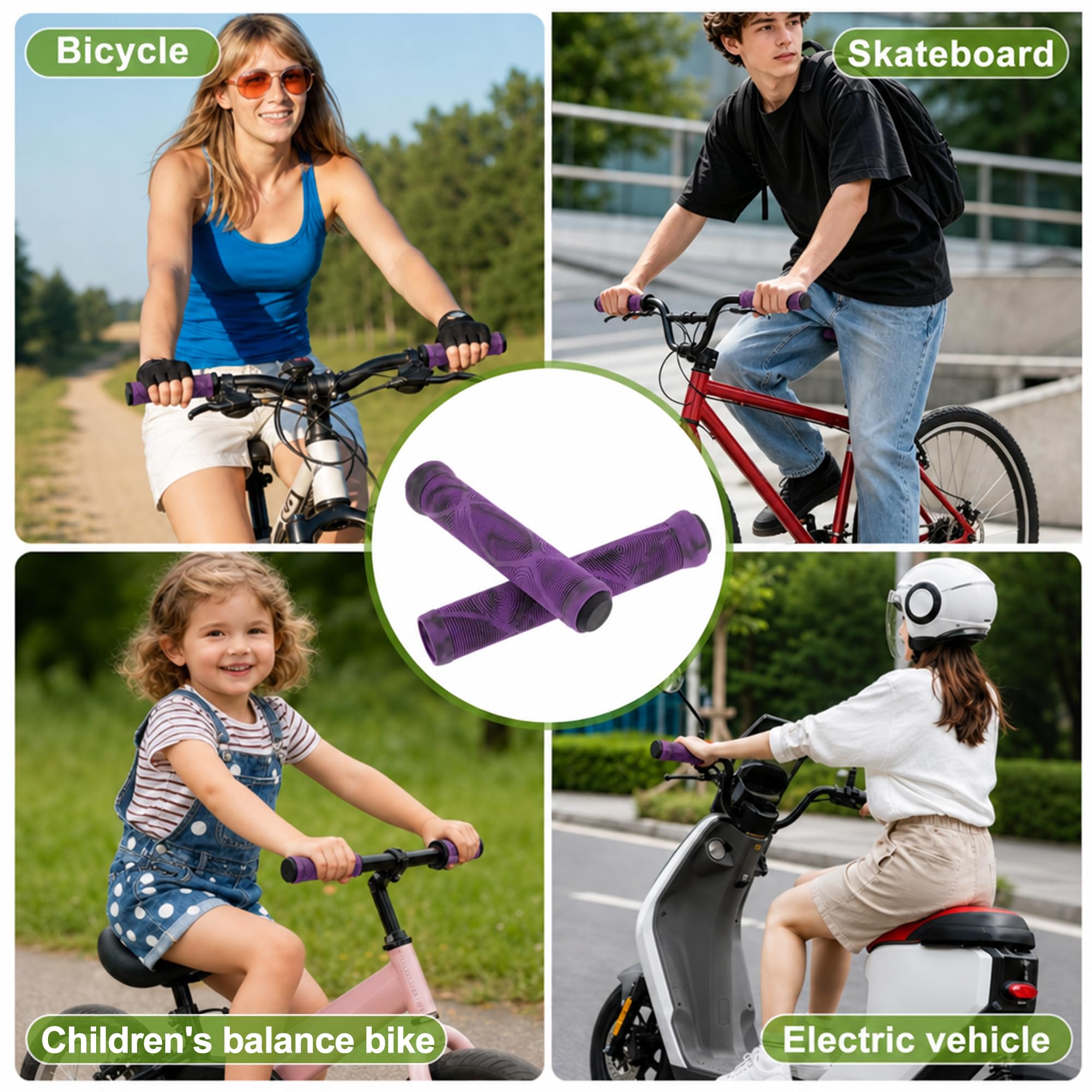 Małe uchwyty rowerowe, miękkie i wygodne gumowe uchwyty, uchwyty rowerowe, ergonomiczna konstrukcja dla małych rowerów, fioletowy 1 para