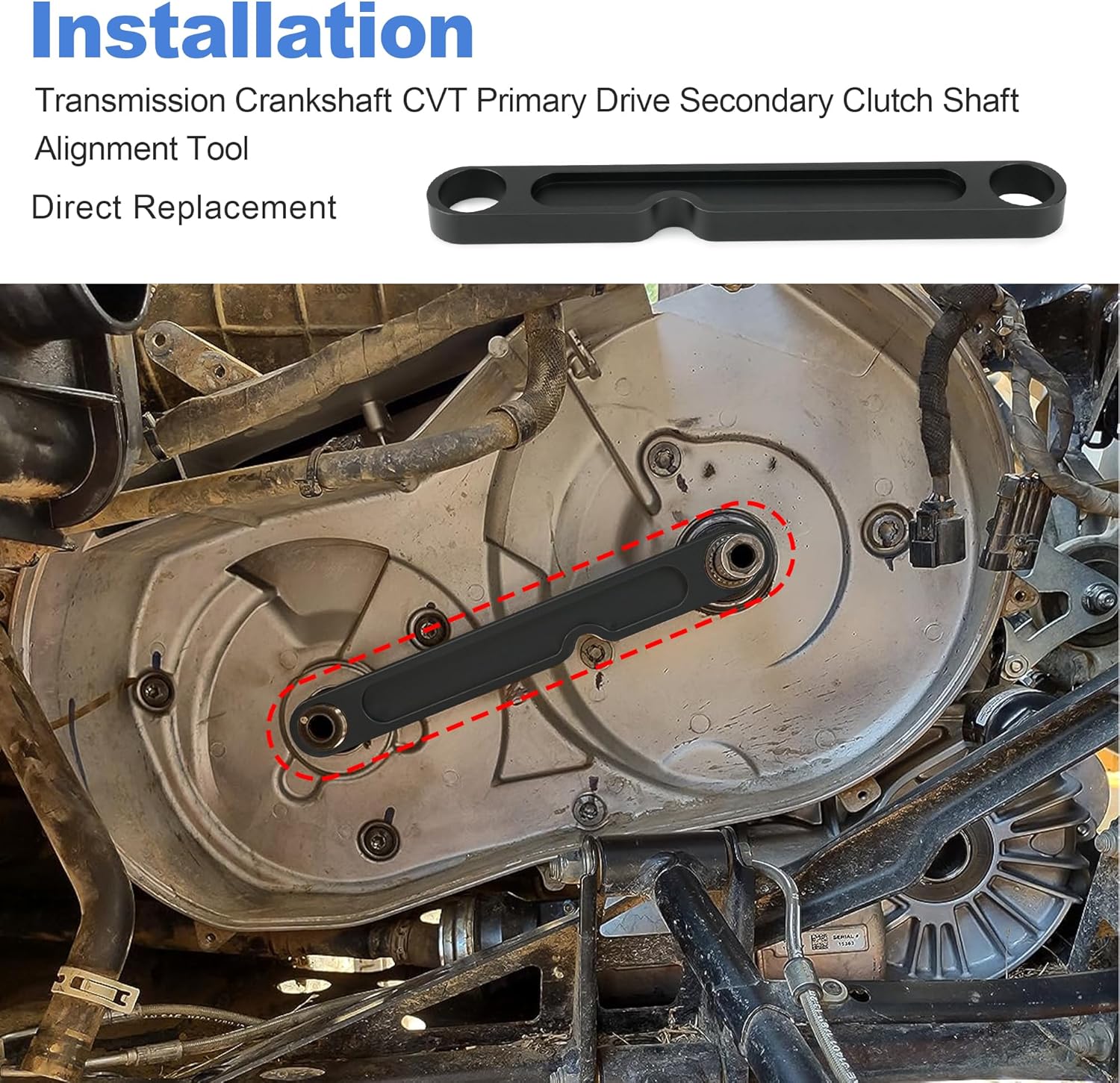 Transmission Crankshaft CVT Primary Drive Secondary Clutch Shaft Alignment Tool for Polaris RZR Pro Turbo 2020-2024 Ranger XP 1000 2018-2024 Black