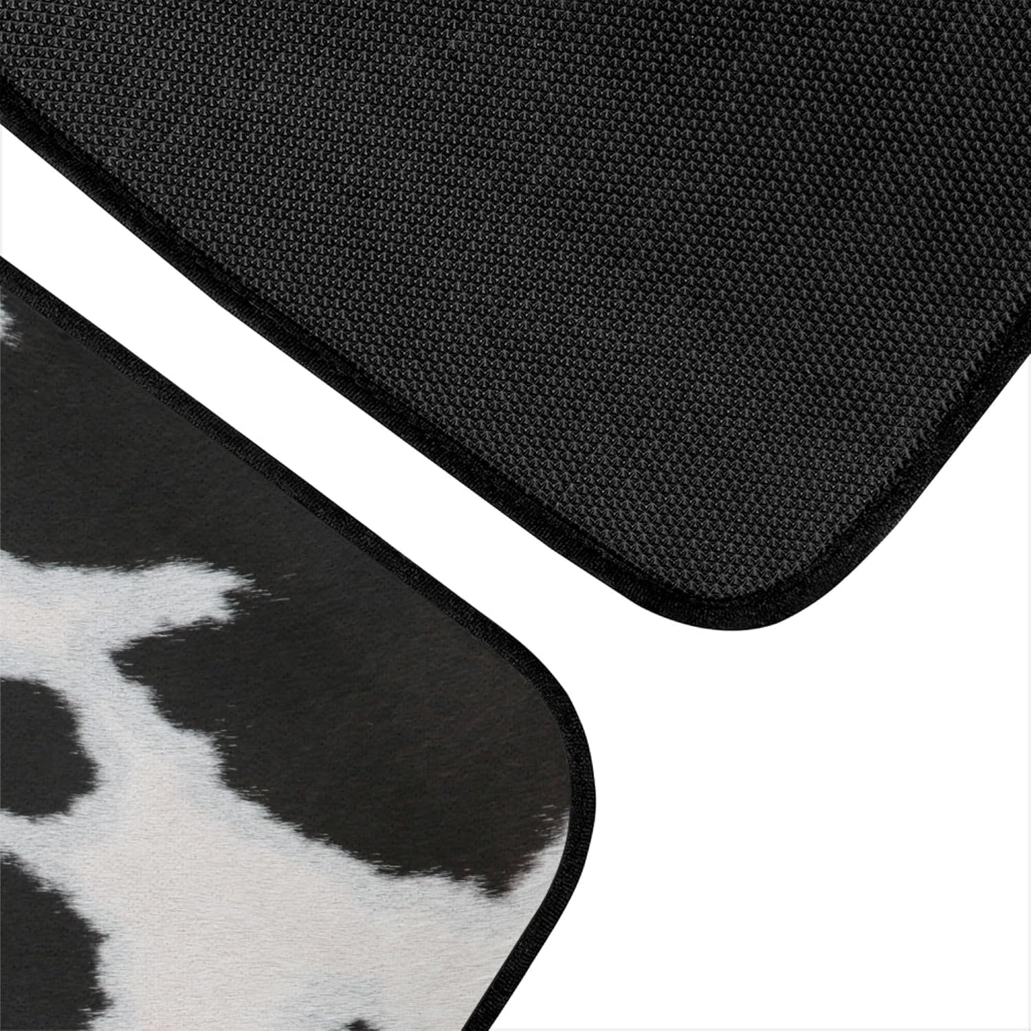Cow Print Car Floor Mats Carpet Universal Abstract Cow Fur Black White Print Farmhouse Animal Skin Texture Floor Mats for Cars Vehicle Front Rear Foot Rugs Cute Car Accessories for Trucks - Image 5
