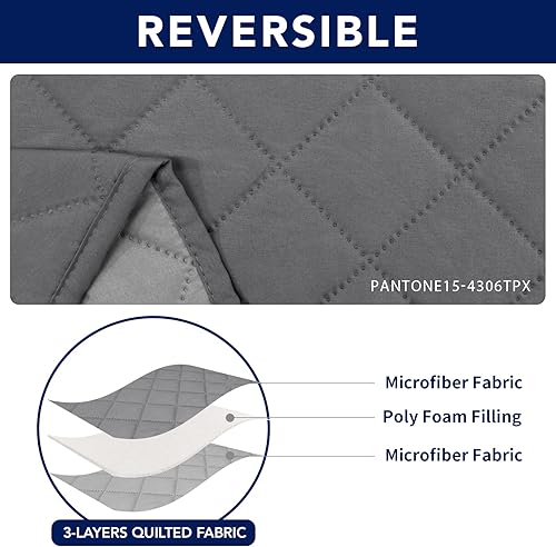 Vista 60 de PureFit Fundas de sofá reversibles resistentes al agua para sofá reclinable de 3 asientos, funda antideslizante para sofá de 3 cojines, protector
