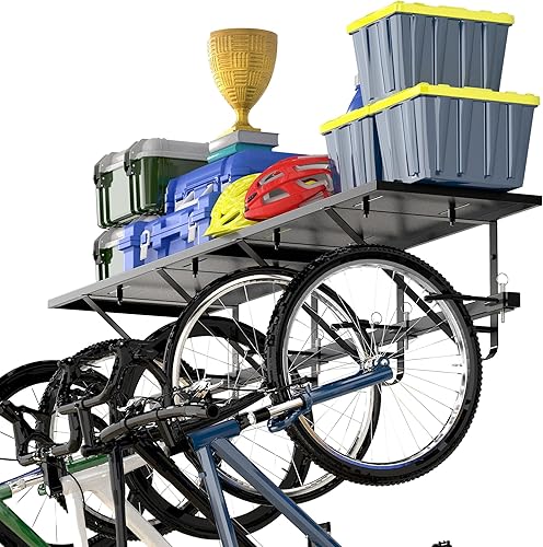 Estante de almacenamiento para bicicletas con estante, soporte de pared para bicicleta, soporte de garaje para colgar bicicletas, ganchos para
